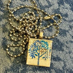 Scrabble Tile Necklace with 24” Ball Chain, NWOT